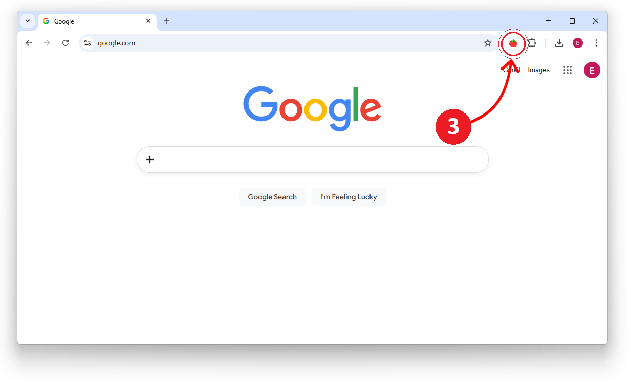 Open Tomato Timer from the browser toolbar